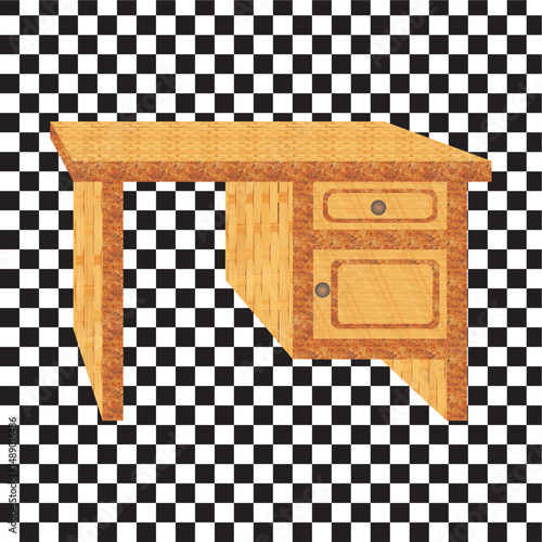 a table on old tile floor