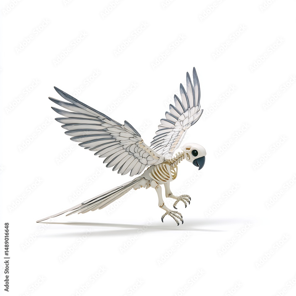 Fototapeta premium skeletal parrot ghost wings cartoon 