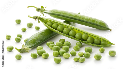 Wallpaper Mural Perfect green peas in pod isolated on white background. Torontodigital.ca
