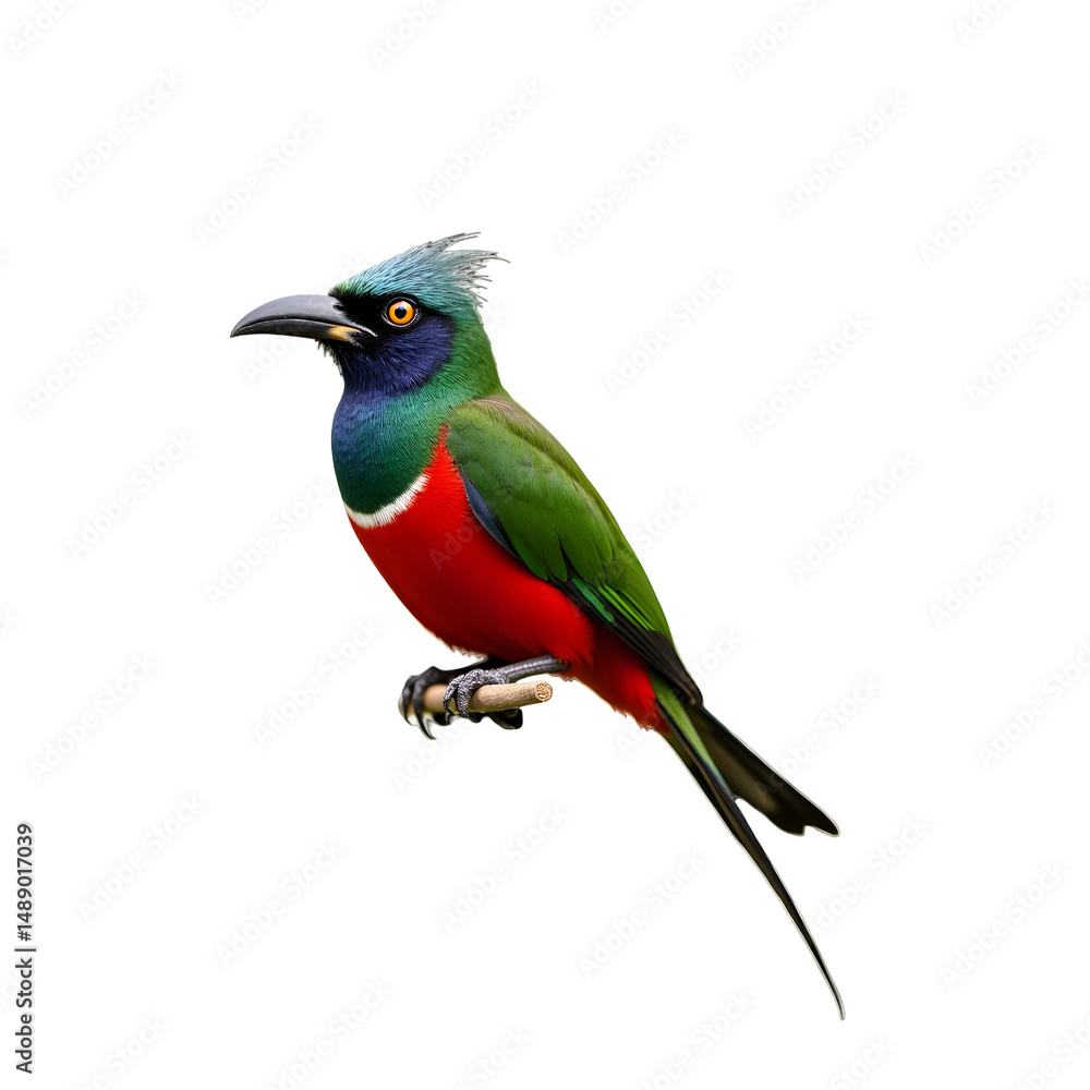 Obraz premium A vibrant Cuban trogon perched gracefully showcasing its stunning plumage in a captivating and artistic profile against a sleek presentation