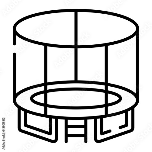 Playground trampoline black line icon