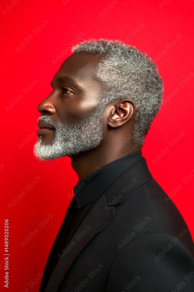 Obraz premium A modern hairstyle complementing a stylish gentleman. A stylish short-haired gentleman looking poised. A trendy and poised male showing charm. A smiling man in a professional portrait session.