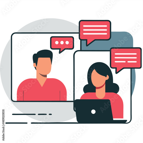Work Chat Collaboration and Communication Illustration