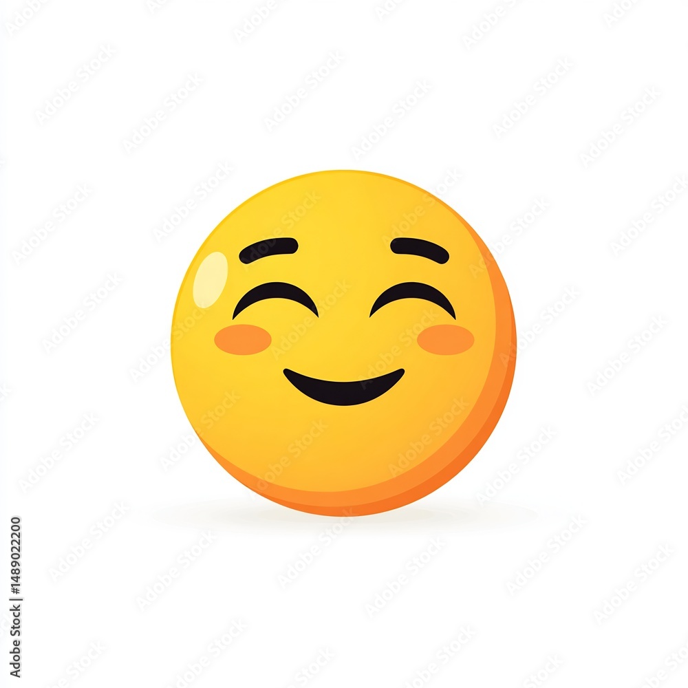 Fototapeta premium Smiling Emoji Face with Closed Eyes