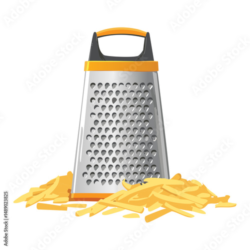 Cheese Grater with Yellow Handle - Vector Illustration