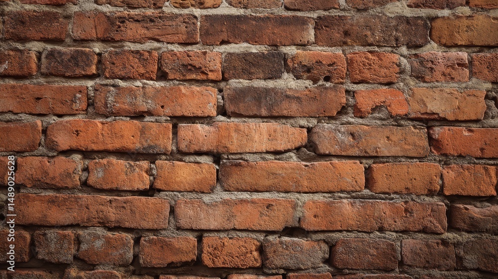 Fototapeta premium Rustic Red Brick Wall Close-Up for Background Use