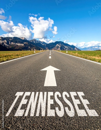 Wallpaper Mural Open road in tennessee with mountain view and blue skies Torontodigital.ca