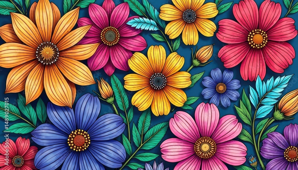 Intricate line art blooming flowers, geometric floral repeat, floral texture, geometric, seamless Intricate line art blooming flowers, geometric floral repeat, floral texture, geometric, seamless