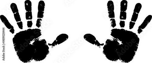 Handprint, Palm Print, Hand Mark, Hand Impression, Hand Stamp, Palm Trace Vector – Realistic Black Ink Style for Identity, Forensics, Crime Scene or Artistic Design on transparent Background