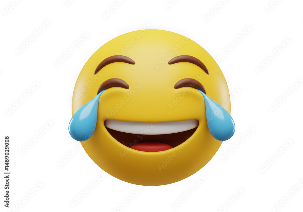 Fototapeta premium Face with tears of joy emoji isolated on transparent background