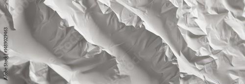 Close-up of textured crumpled white paper  Deep creases and shadows ,  texture,  photography,  close up