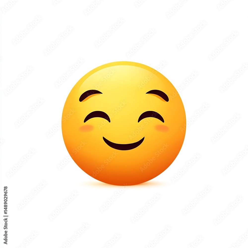 Fototapeta premium Smiling Emoji Face with Closed Eyes