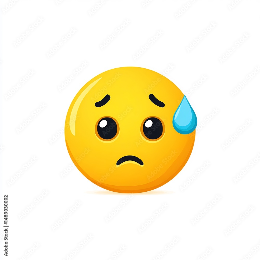 Fototapeta premium sad face emoji with single tear icon