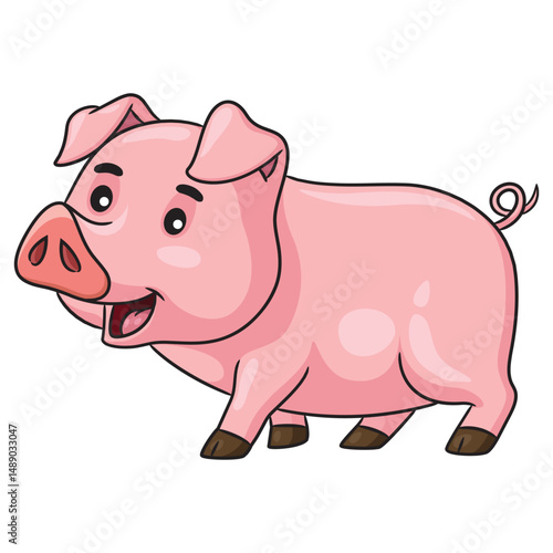 Cartoon fat pink pig.eps