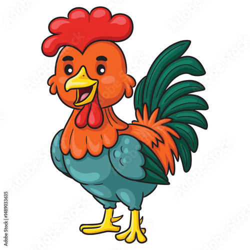 Colorful rooster cartoon.eps