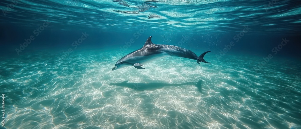 Obraz premium Dolphin in Clear Shallow Water