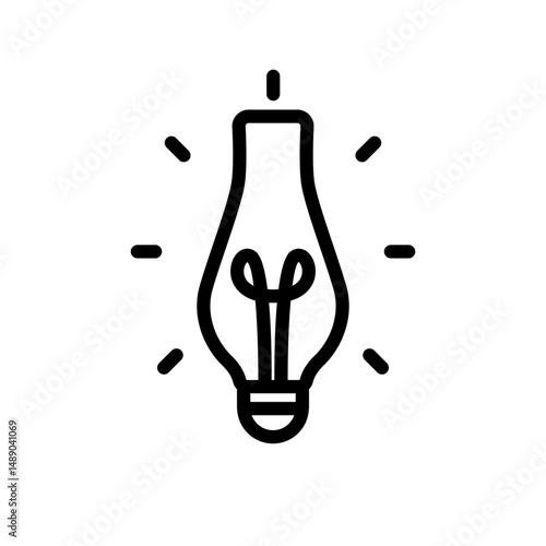 Light Bulb Icon Design in Minimalistic Outline Style