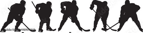 Photography Five ice hockey player silhouettes action poses