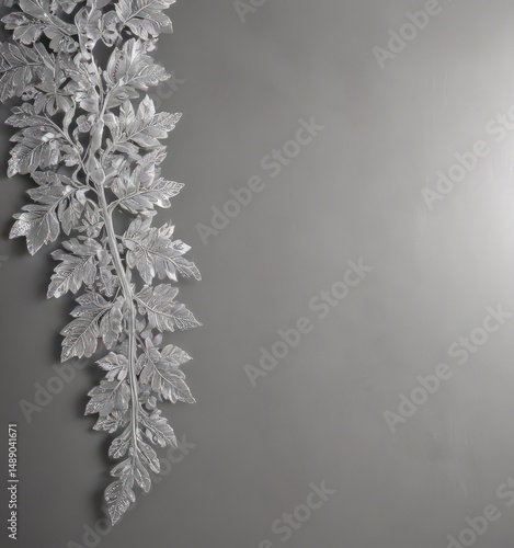 Silver leaf lace border, shimmering metallic background,  foil,  metallic,  craft