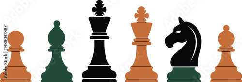 Chess pieces king queen knight bishop pawn strategy game