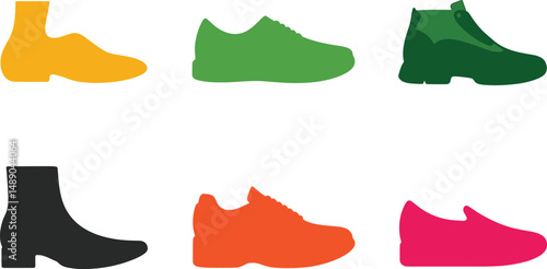 Colorful shoe icons fashion footwear collection