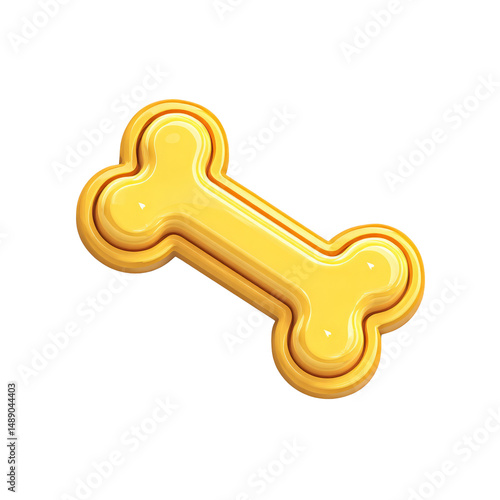 Shiny gold dog bone illustration isolated on a black background, perfect for design