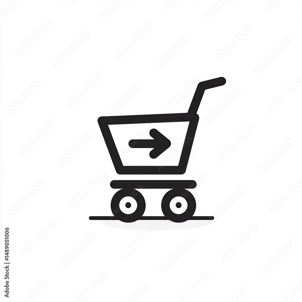 Online shopping cart with arrow Online shopping cart with arrow