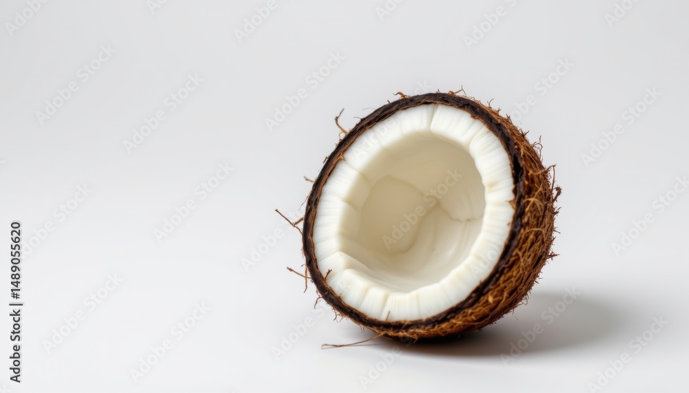 A fresh coconut cut open to reveal its refreshing interior A fresh coconut cut open to reveal its refreshing interior