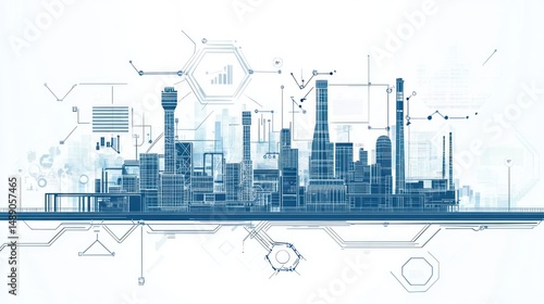 Wallpaper Mural Industrial digital city skyline Torontodigital.ca