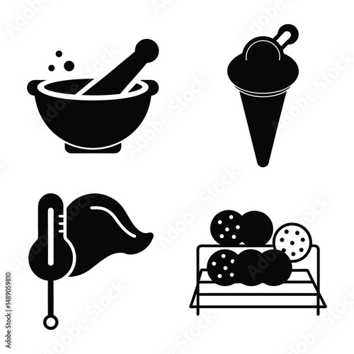 Kitchen Tools Silhouette Vector Collection.