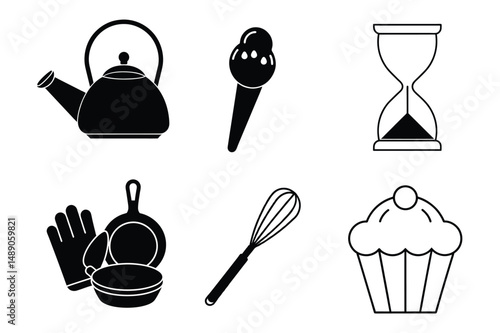 Kitchen Tools Silhouette Vector Collection.