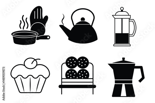 Kitchen Tools Silhouette Vector Collection.