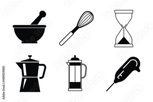 Kitchen Tools Silhouette Vector Collection.