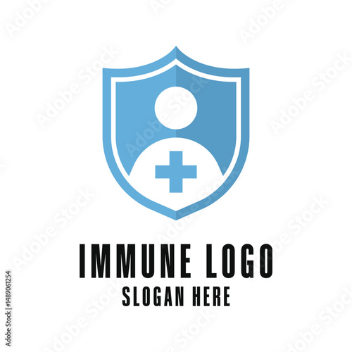 immune system logo design concept with shield