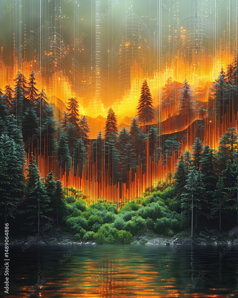 Obraz premium Spectral signature chart showing vegetation v water vs urban Spectral Signatures scientific graph layout contrast color lines digital render