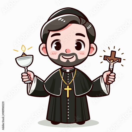vector illustration of catholic priest or pastor