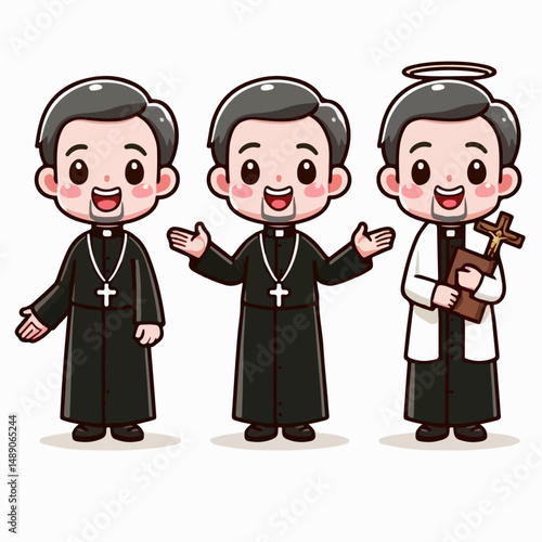 vector illustration of catholic priest or pastor