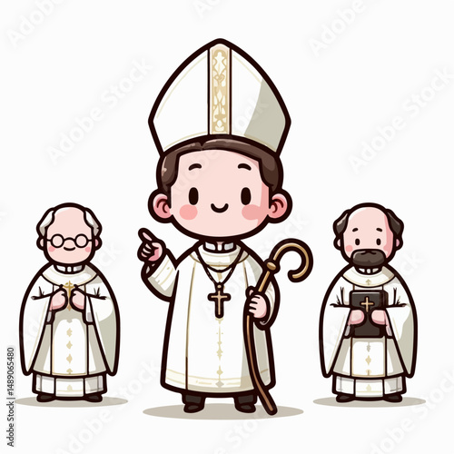 vector illustration of catholic priest or pastor