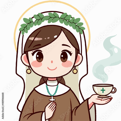 catholic priest woman vector illustration