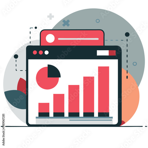 The Concept of Website Statistics Illustrated with Infographics