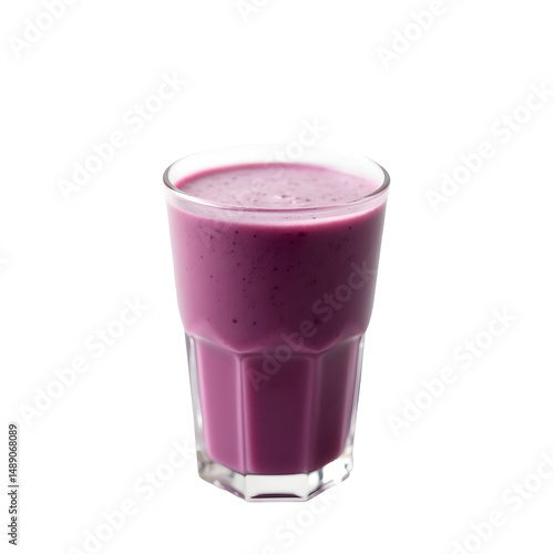 Captivating glass of vibrant mulberry smoothie with subtle shimmer showcasing a refreshingly healthy and delicious beverage option against a clean studio style setting