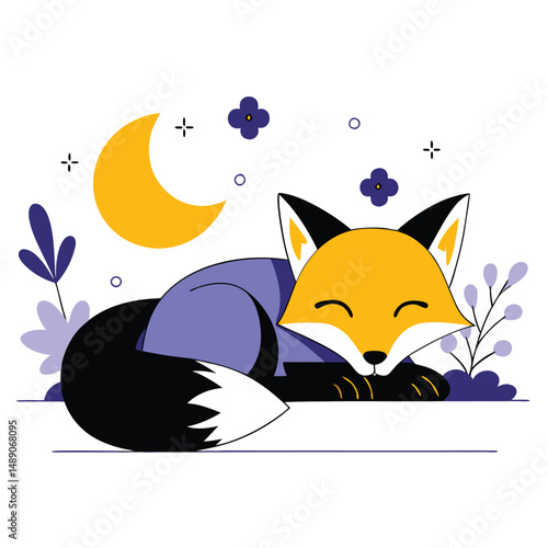 Tranquil Slumber of a Serene Fox: A Concept for a Mesmerizing Illustration