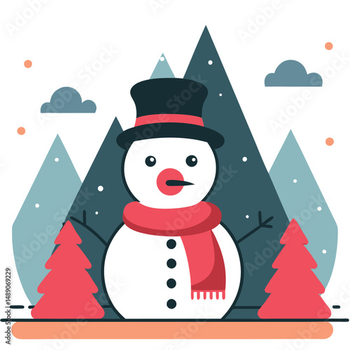 **** Winter Fun: A Snowman's Adventure in a Snowy Landscape