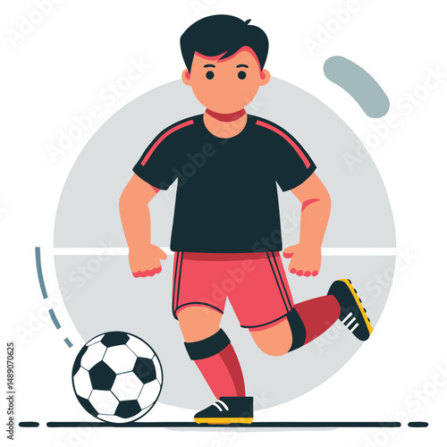 Conceptual Illustration of a Soccer Player in Dynamic Motion