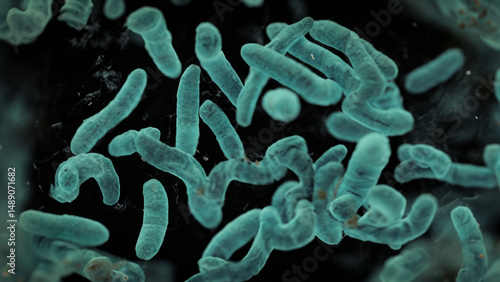 Microscopic view of turquoise-colored bacteria (1)