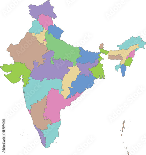 Vector map of India with provinces