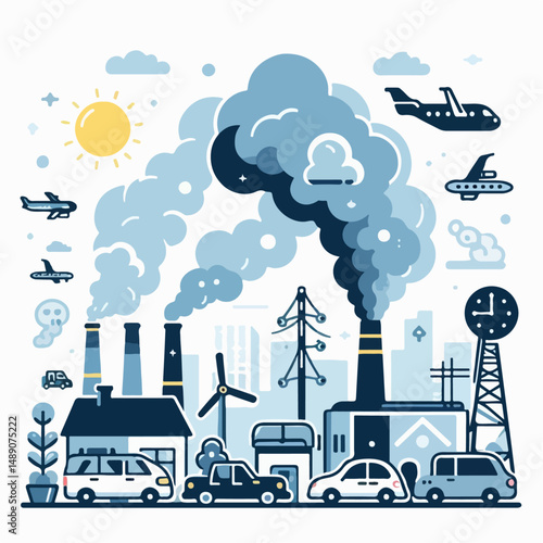 air pollution vector illustration