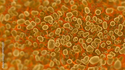Abstract microscopic view of interconnected cells