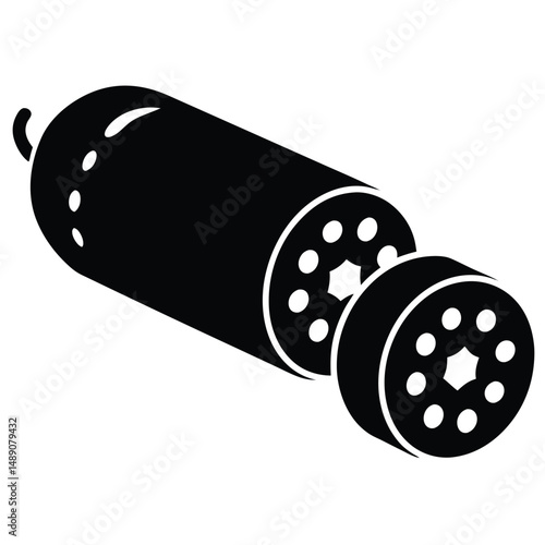butcher element isolated salami slices on white background