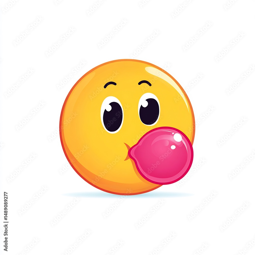 Fototapeta premium Emoji with Bubble Gum Bubble Popping